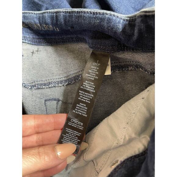 Chico’s Girlfriend Cropped Sequin Stones Embellished Ankle Jeans Size 8 (1) - Picture 4 of 6